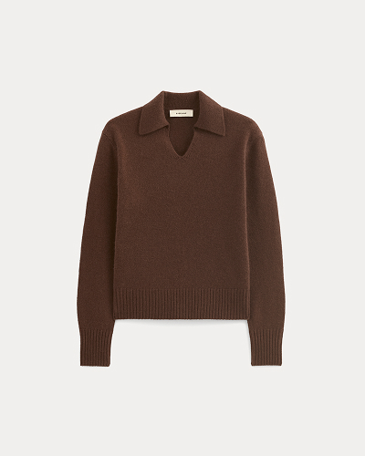 Image | Cashmere Polo Sweater | Dark Mahogany