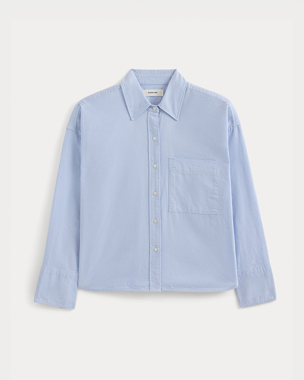 Image | The Way-Short Shirt in Silky Cotton | Chambray Blue