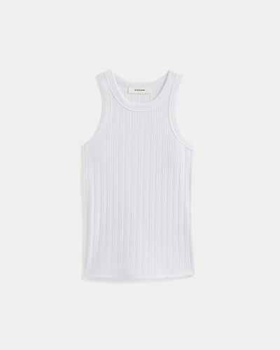 Image | Racerback Tank in Pointelle | White