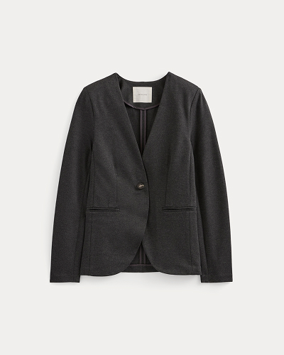 Image | Collarless Ponte Blazer | Heathered Soot