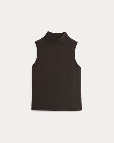 Image | Cashmere Funnel-Neck Tank | Dark Chocolate