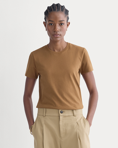 Image | The Box-Cut Tee in Essential Cotton | Toffee