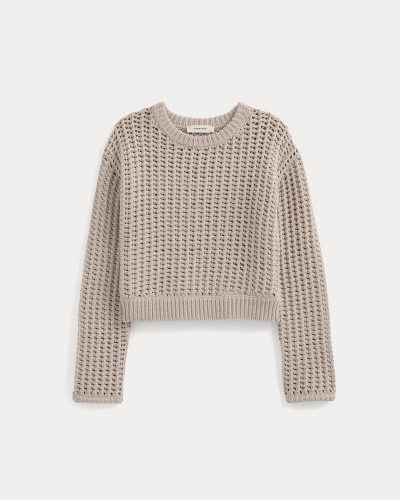 Image | Open-Knit Crew in Elevated Cotton | Peyote
