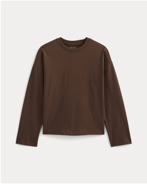 Image | Forever Jersey Boxy Long-Sleeve Crew |  Cocoa