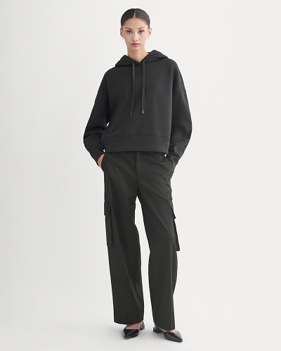 Image | Cropped Luxe Fleece Hoodie | Black