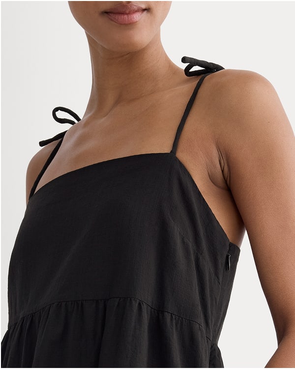 [Image] The Gauze Mini Tiered Dress | Black