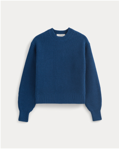 Image | Cropped Ribbed Crew in Everyday Cotton | Estate Blue