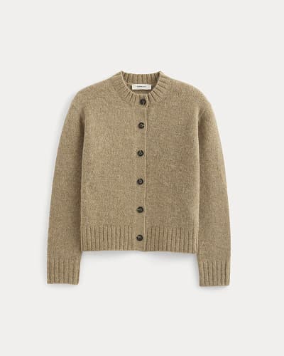 Image | The Crew Cardigan in Alpaca | Dark Heathered Camel
