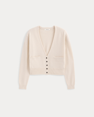 Image | Deep V-Neck Cardigan in Cotton Merino | Canvas