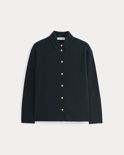 Image | Cashmere Button-Up Shirt | Navy