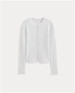 Image | Luxe Rib Button-Up Top | White