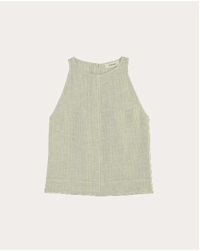 [Image]The Linen High-Neck Tank | Elm Gingham