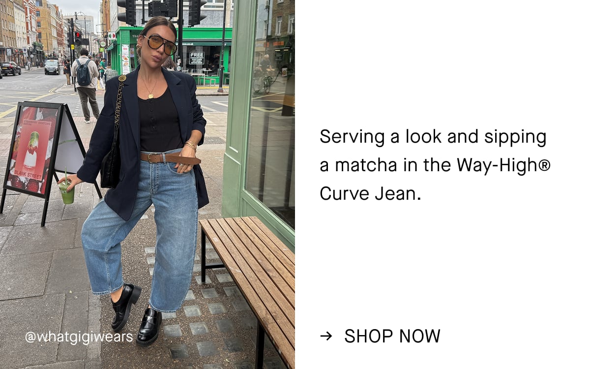 Image | @whatgigiwears Serving a look and sipping  a matcha in the Way-High® Curve Jean. | Shop Now