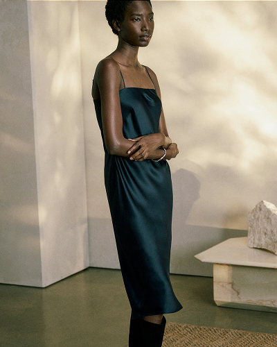 Image | Slip Dress in Silk Charmeuse | Navy