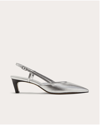 [Image] The Studio Slingback Heel | Leather | Silver