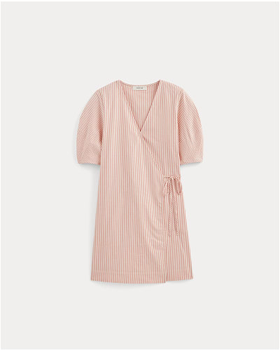 [Image]The Seersucker Mini Wrap Dress | Soft Orange