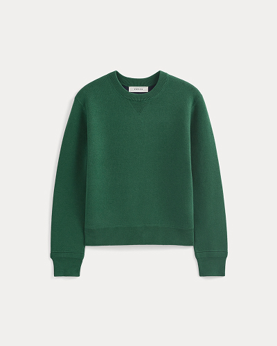 Image | Double Knit Crew in Cotton Merino | Hunter Green