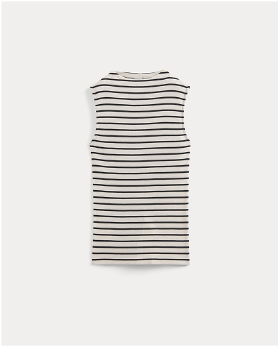 Image | The Luxe Rib Funnel-Neck Tank | Bone / Black