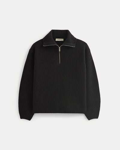 Image | The Half-Zip Sweater in Luxe Merino | Black