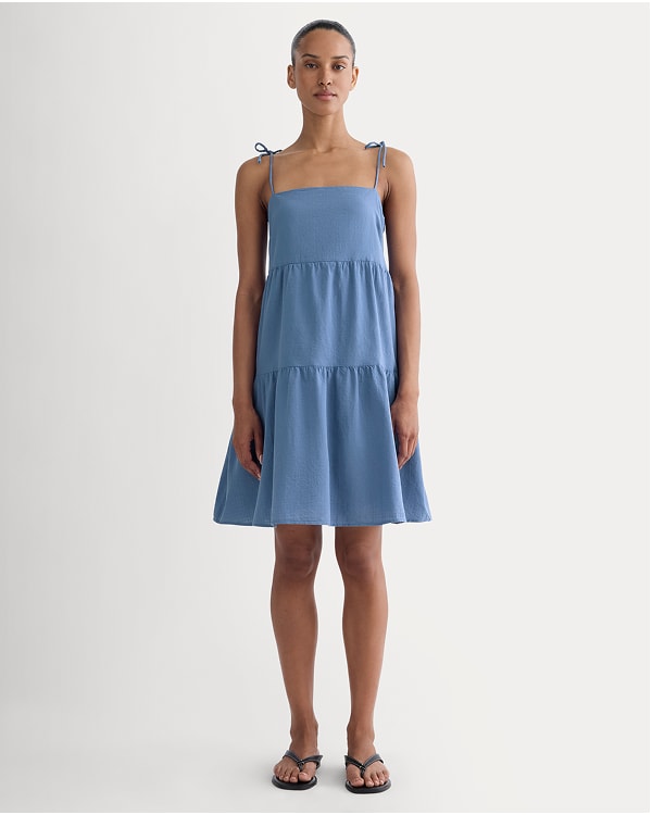 [Image] The Gauze Mini Tiered Dress | Soft Cobalt