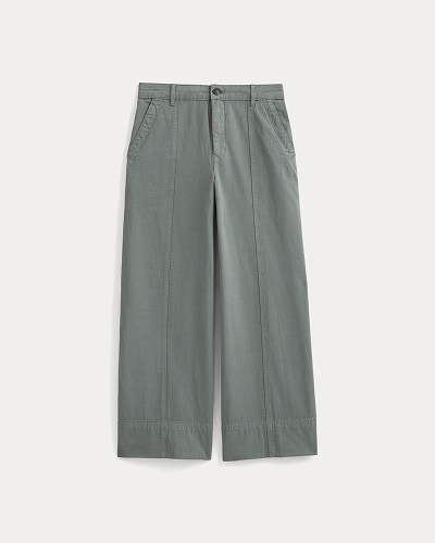 Image | Seamed Wide-Leg Pant | Agave Green