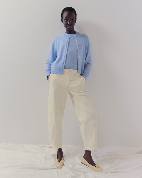 Image | Cashmere Cropped Cardigan | Open Air Blue