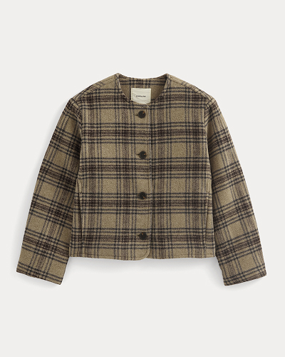 Image | The Cocoon Coat in Wool | Chocolate Plum/Heather Charcoal  Black Heather Taupe Chocolate Plum/Heather Charcoal