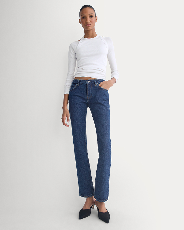 Image | Everlane x Elena Bonvicini Highland Low-Rise Cigarette Jean | Deep Bay Indigo