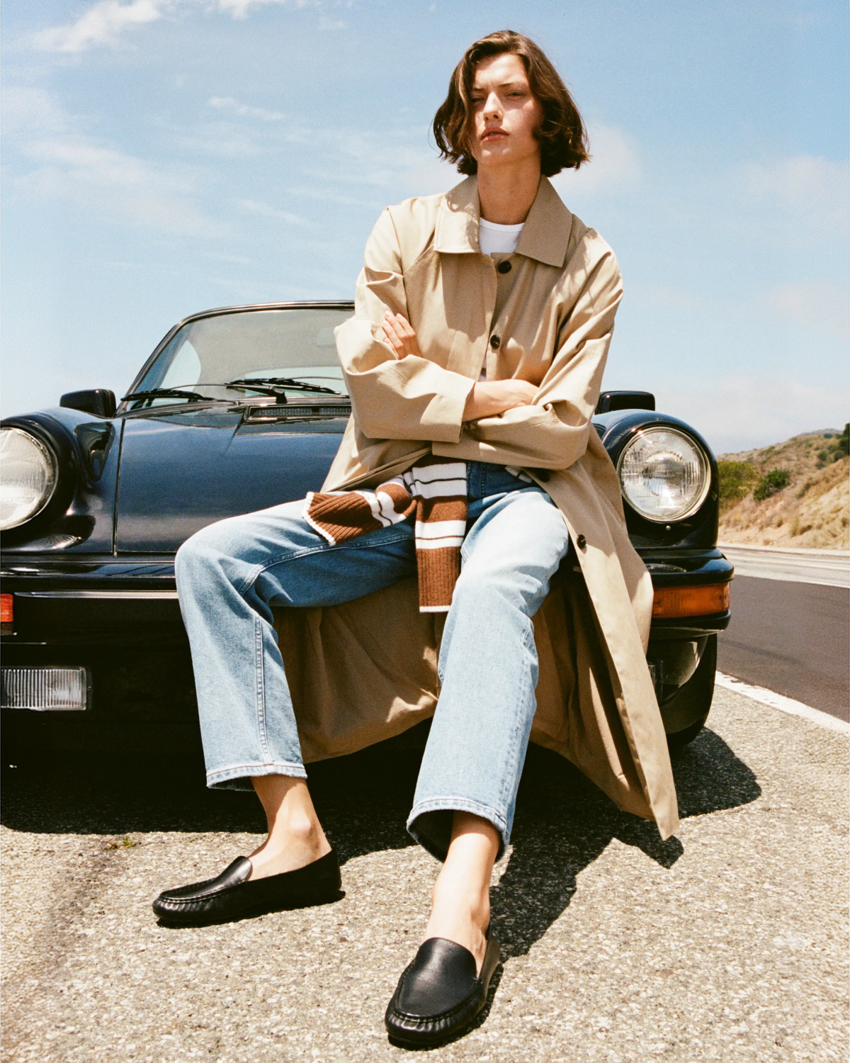 Editorial Image | Somewhere West | Model with vintage car
