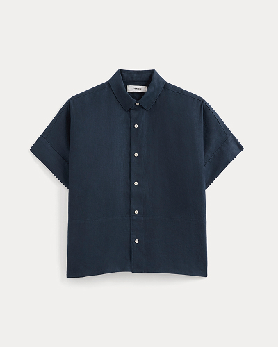 Image | The Boxy Shirt in Linen | Navy