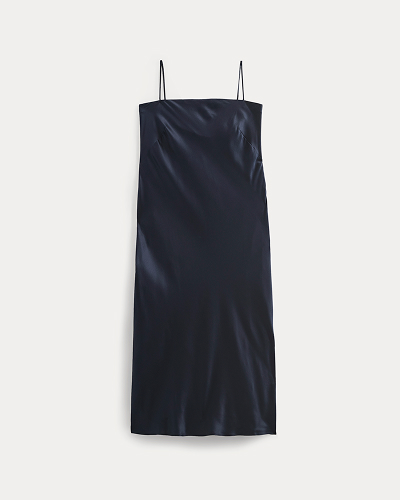Image | Slip Dress in Silk Charmeuse | Navy