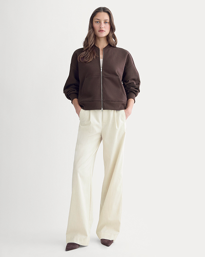 Image | Luxe Fleece Bomber Jacket | Dark Chocolate