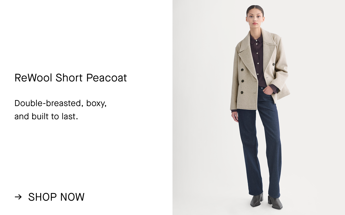 Image | ReWool Short Peacoat | Double-breasted, boxy,  and built to last. | Shop Now