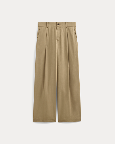 Image | Wide-Leg Trouser in Buttersmooth | Ash Brown