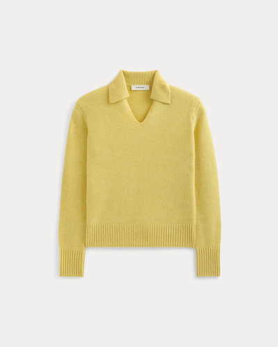 Image | Cashmere Polo Sweater | Double Cream Heather