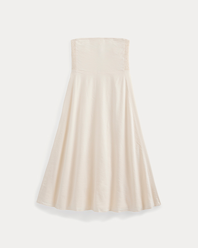 Image | Strapless Dress in Stretch Linen | Bone