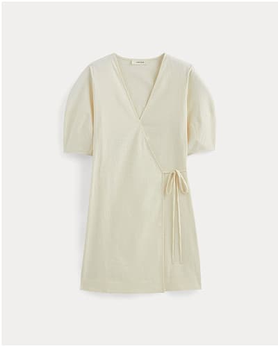 [Image]The Seersucker Mini Wrap Dress | Bone