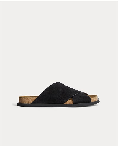 [Image]The Suede Crossover Sandal | Black