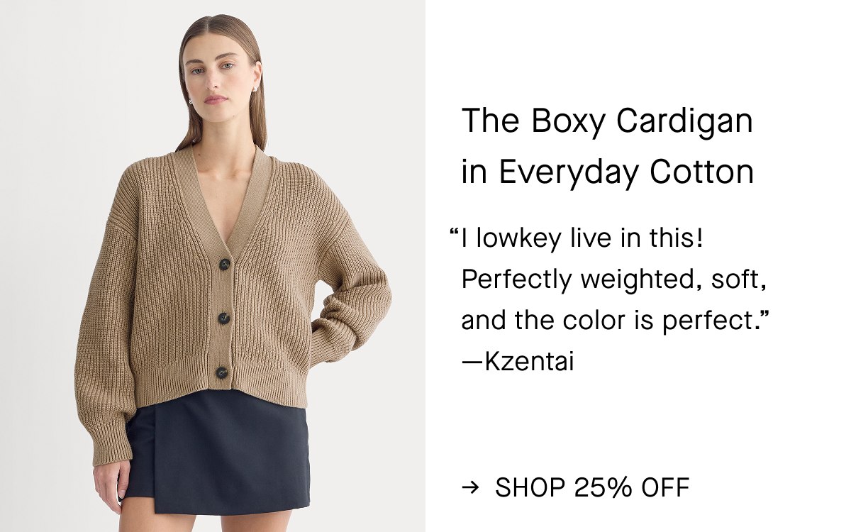 Image | The Boxy Cardigan in Everyday Cotton | Dark Heathered Camel | 