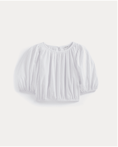 [Image] The Gauze Puff-Sleeve Top | White