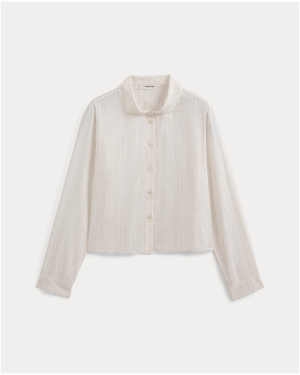 Image | Textured Mini Collar Shirt | Bone