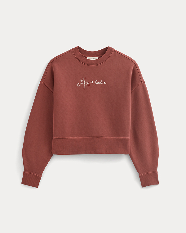 Image | Everlane x The Laufey Foundation Cropped Sweatshirt | Dusty Red