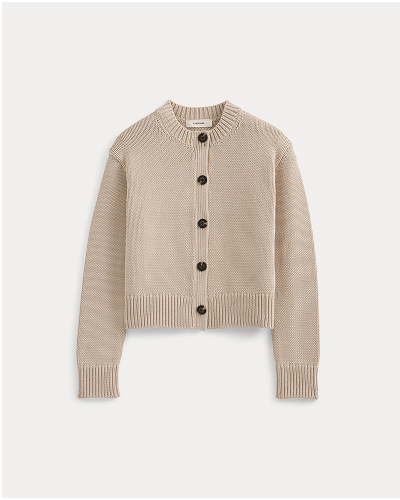 Image | Open-Knit Cardigan Crew in Elevated Cotton | Peyote