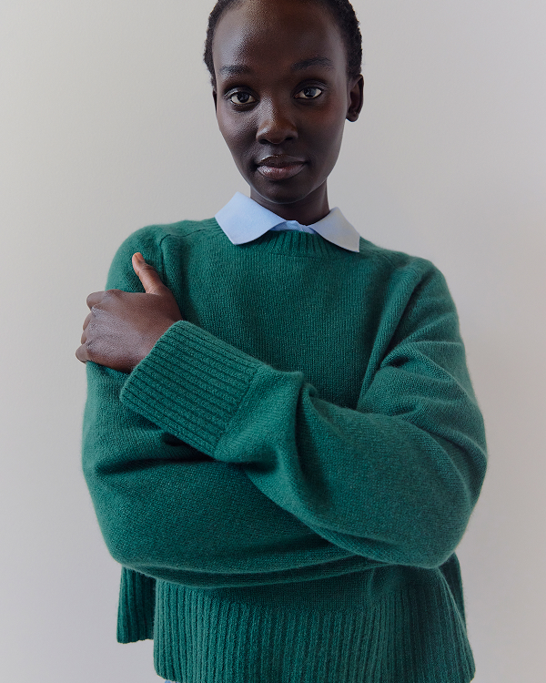 Image | The Boxy Crew in Cashmere | Hunter Green