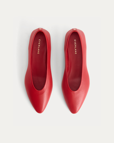 Image | Made in Italy Almond-Toe Flat | Rosa Red