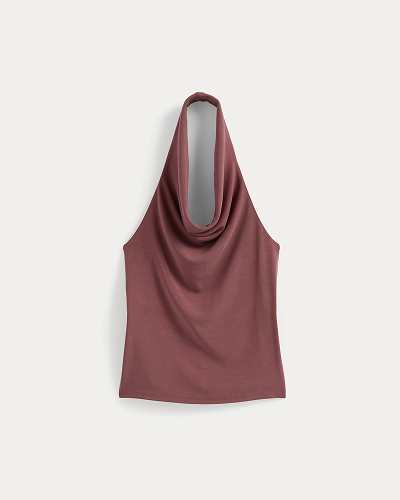 Image | Halter Cowlneck Top in Butterknit | Washed Henna