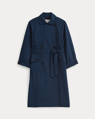 Image | Drapey Twill Trench | Navy