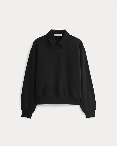 Image | Lightweight Terry Polo Sweatshirt | Black
