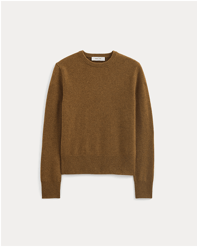 Image | Cashmere Slim Crew Sweater | Heathered Toffee