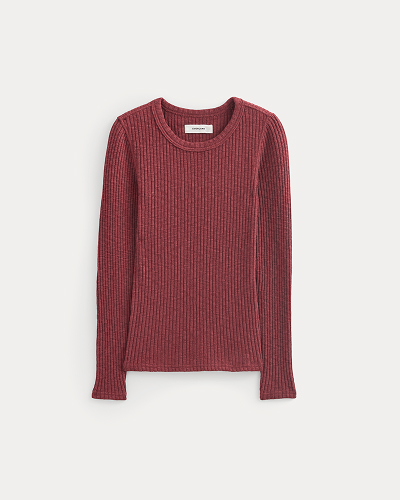 Image | The Cozy Rib Long-Sleeve Tee | Pomegranate